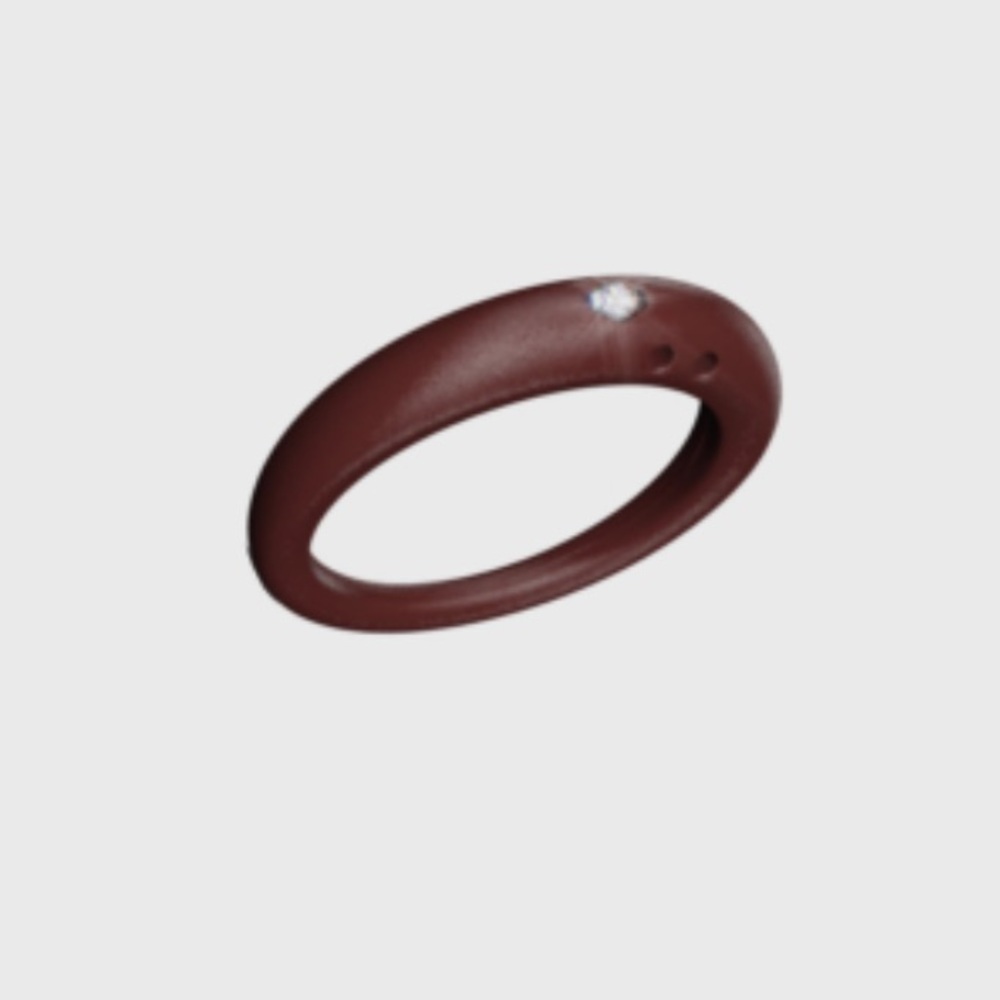 DuePunti brown silicone ring with diamond made in Italy